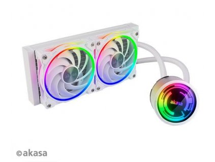 AKASA vodní chladič CPU SOHO 240 Dawn Edition, Dual radiator liquid CPU cooler ARGB LED, White