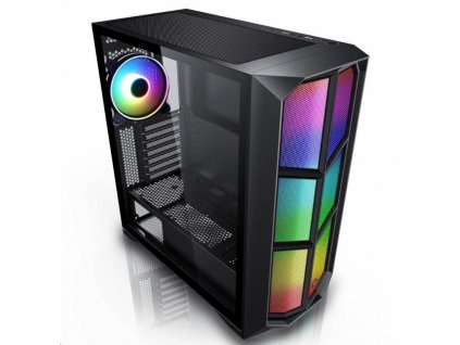 EVOLVEO Functio 3, case ATX, 1x120mm PWM ventilátor, RGB panel, průhledná bočnice, černá