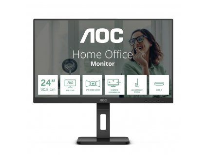 AOC MT IPS LCD WLED 23,8" 24P3CV - IPS panel, 1920x1080, 300cd, 2xHDMI, DP, USB-C, 4xUSB 3.2, pivot, repro