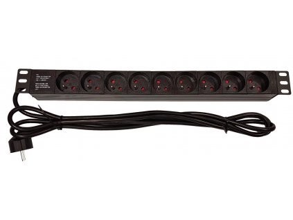 19" rozvodný panel LEXI-Net 9x230V, kabel 3m, 1U