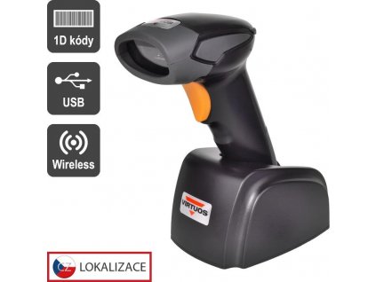 Virtuos CCD čtečka Virtuos HW-311A, bezdrátová, USB základna, černá