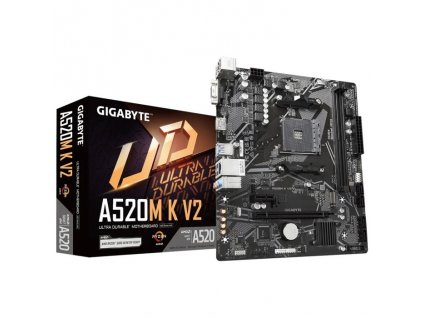 GIGABYTE MB Sc AM4 A520M K V2, AMD A520M, 2xDDR4, 1xHDMI, 1xVGA, mATX