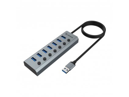 AKASA Hub 7 v 1, USB-A 3.2 Gen 1, šedá