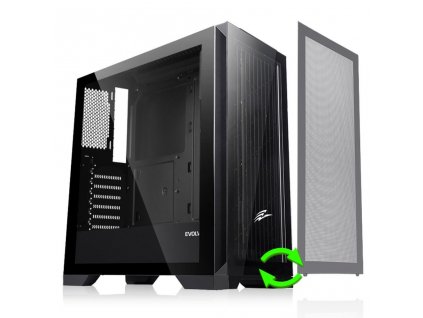 EVOLVEO Ptero Q2, 2x čelní panel - sklo /mřížka, case ATX, černá