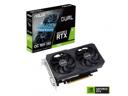 ASUS VGA NVIDIA GeForce RTX 3050 DUAL V2 OC 8G, 8G GDDR6, 1xDP, 1xHDMI, 1xDVI