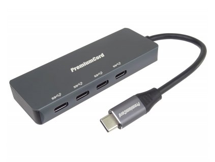 PREMIUMCORD Hub USB-C na 4x USB 3.2 Typ-C, 5G SuperSpeed, Aluminum