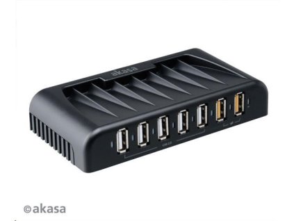 AKASA HUB USB Connect 7FC, 5x USB 2.0, 2 nabíjacie porty USB, externé, s napájacím adaptérom