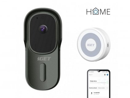 iGET HOME Doorbell DS1 Anthracite + Chime CHS1 White