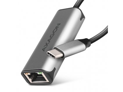 AXAGON ADE-25RC, USB-C 3.2 Gen 1-2.5 Gigabitová sieťová karta Ethernet, Realtek 8156, automatická inštalácia, sivá