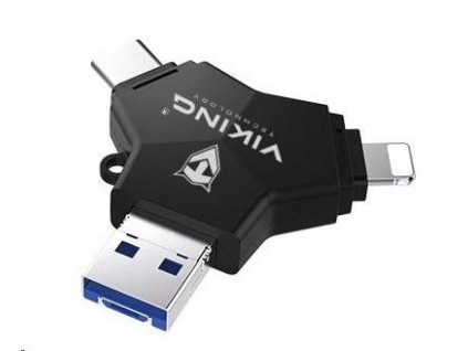 USB Flash disk Viking 3.0 4v1 s konektorom Lightning/Micro USB/USB/USB-C, 128 GB, čierna