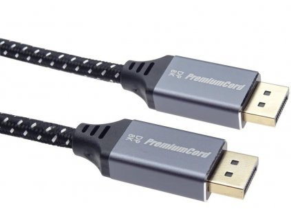 Kábel PREMIUMCORD DisplayPort 1.4 pripojovací kábel, kovové a pozlátené konektory, 1 m