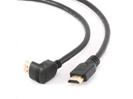 GEMBIRD Kabel HDMI-HDMI M/M 3m, 1.4, M/M stíněný, zlacené kontakty, 90° lomený, černý