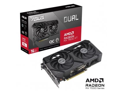 ASUS VGA AMD Radeon DUAL RX 7600 XT 16G OC, AMD RX 7600 XT, 16GB GDDR6, 3xDP, 1xHDMI