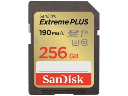 Karta SanDisk SDXC 256 GB Extreme PLUS (R 190 MB/s W130 MB/s Class 10, UHS-I U3 V30)