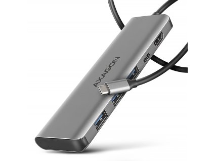 AXAGON HMC-5H, USB 5Gbps hub, 3x USB-A, HDMI 4k/30Hz, PD 100W, kábel USB-C 100cm