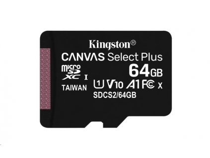 Kingston 64GB micSDXC Canvas Select Plus 100R A1 C10 - 1 ks