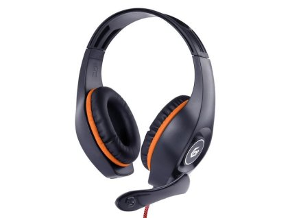 GEMBIRD sluchátka s mikrofonem GHS-05-O, gaming, černo-oranžová, 1x 4-pólový 3,5mm jack