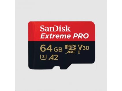 SanDisk micro SDXC karta 64GB Extreme PRO (200 MB/s Class 10, UHS-I U3 V30) + adaptér
