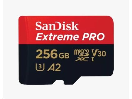 SanDisk micro SDXC karta 256GB Extreme PRO (200 MB/s Class 10, UHS-I U3 V30) + adaptér