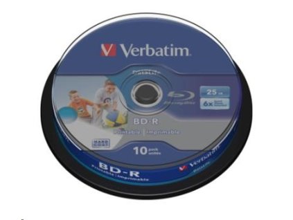 VERBATIM BD-R SL Datalife (10-pack)Blu-Ray/Spindle/6x/25GB Wide Printable