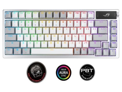 ASUS klávesnice ROG AZOTH Moonlight White, mechanická, Bluetooth, US, bílá