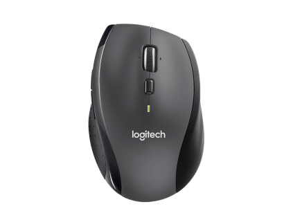 Logitech M705/Ergonomická/Optická/Pre pravákov/Bezdrôtová USB/Strieborná