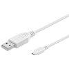 PremiumCord Kábel micro USB 2.0, A-B 2m, biela