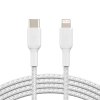 BELKIN kábel opletaný USB-C - Lightning, 1m, biely