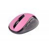 Myš C-TECH WLM-02, čierno-ružová, bezdrôtová, 1600DPI, 6 tlačidiel, USB nano prijímač