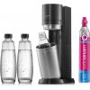 SodaStream Duo Titan Promo-Pack výrobník sody, 2 skleněné láhve, 1 plastová láhev, bombička s CO2, černý