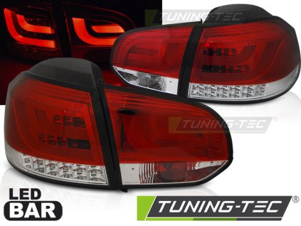 LED ZADNÍ SVĚTLA ČERVENO-BÍLÁ, pasují na VW GOLF 6 10.08-12