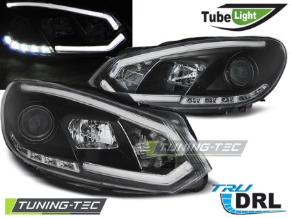 TRUBIČKOVÉ SVĚTLOMETY DRL ČERNÝCH PRO VW GOLF 6 10.08-12