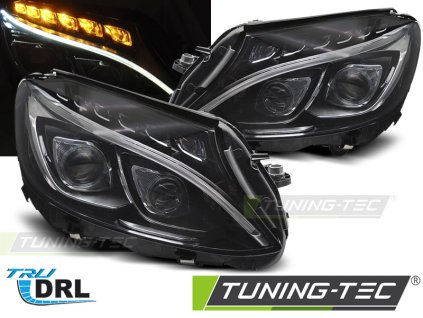 SVĚTLOMETY TRUE DRL ČERNÝCH PRO MERCEDES W205 14-18
