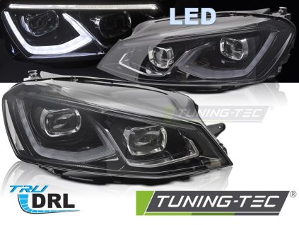 PLNÉ LED SVĚTLOMETY ČERNÉ, PRO VW GOLF 7 14-17