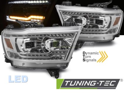 CHROMOVANÉ PLNÉ LED SVĚTLOMETY PRO DODGE RAM 19-22
