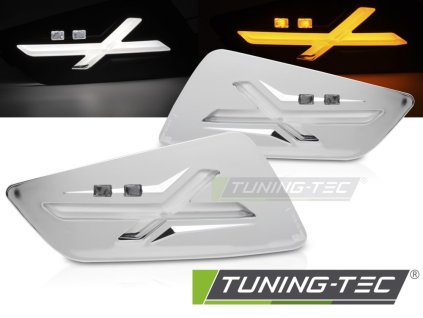 PŘEDNÍ SMĚROVÁ CHROMOVANÁ LED SVĚTLA PRO VESPA GTS / GTV 300cc