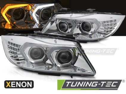 XENONOVÉ LED CHROMOVANÉ SVĚTLOMETY pro BMW E90/E91 LCI 09-11