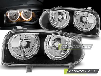 SVĚTLOMETY ANGEL EYES ČERNÝ PRO VW GOLF 3 09.91-08.97