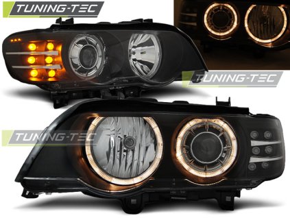 SVĚTLOMETY ANGEL EYES ČERNÝ LED INDIKÁTOR PRO BMW X5 E53 09.99-10.03