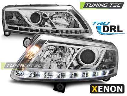 XENONOVÉ SVĚTLOMETY PRAVÉ DRL CHROM PRO AUDI A6 C6 04.04-08