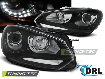 SVĚTLOMETY S TRUE DRL ČERNÝMI PŘÍSTROJI PRO VW GOLF 6 10.08-12