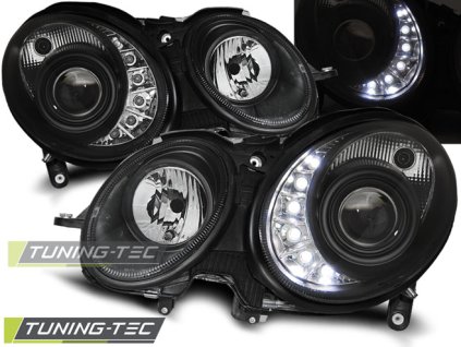 DENNÍ SVĚTLOMETY ČERNÝ PRO MERCEDES W211 E-KLASA 03.02-04.06