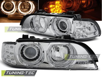 SVĚTLOMETY ANGEL EYES CHROMOVANÉ LED SMĚROVÉ BLIKY PRO BMW E39 09.95-06.03