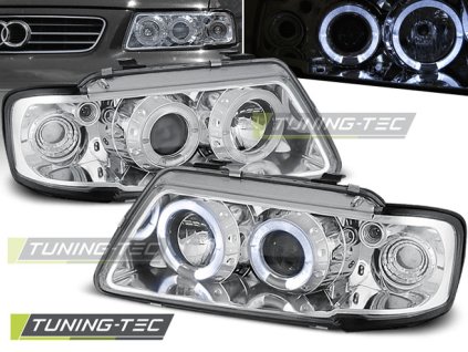 SVĚTLOMETY ANGEL EYES CHROMOVÉ PRO AUDI A3 8L 08.96-08.00
