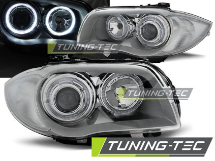 SVĚTLOMETY ANGEL EYES CHROMOVÉ, pasují na BMW 1 E87/E81/82/88 04-11