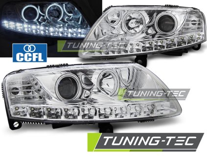 SVĚTLOMETY ANGEL EYES LED CHROM PRO AUDI A6 C6 04.04-08