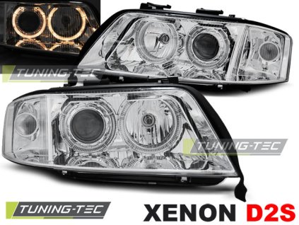 XENONOVÉ SVĚTLOMETY ANGEL EYES CHROMOVANÉ PRO AUDI A6 06.01-05.04