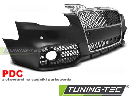 FRONT BUMPER SPORT CHROME BLACK PDC fits AUDI A4 04-08