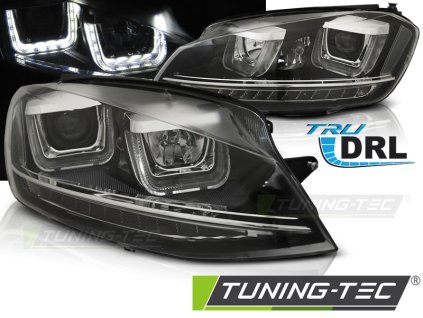 SVĚTLOMETY U-LED DRL ČERNÝCH PRO VW GOLF 7 11.12-17