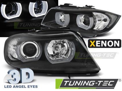 XENONOVÉ SVĚTLOMETY U-LED 3D ČERNÉ pro BMW E90/E91 03.05-08.08